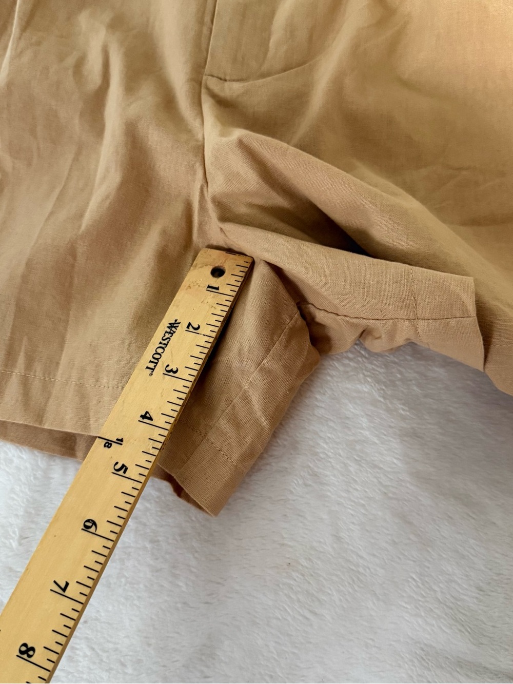 GIGIO USA Womens Large Tan Pleated Shorts High Waist Wide Leg NWT Pockets - Picture 7 of 9